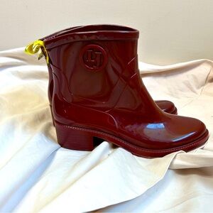 Lemon Jelly Heeled Wester Style Rain Boots Dark Cherry Red Size 8